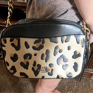 Coach leather leopard Camera bag